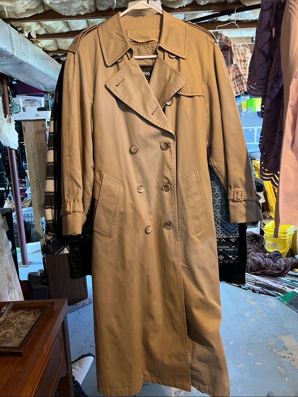 London Fog Classic Double-Breasted Tan Trench Coat